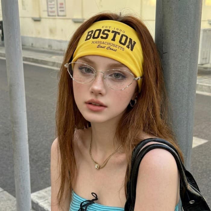 TooToo Hot Girl Doce Legal Carta Impressa Laço de Cabelo de Aba Larga Elástico Laço de Cabelo Esportes Yoga Faixa de Cab