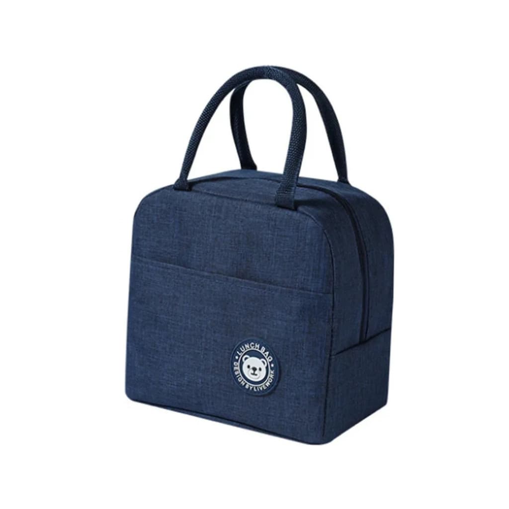 Bolsa Térmica Portátil de Mão Lancheira Marmita Viagem Piquenique Prático -Azul