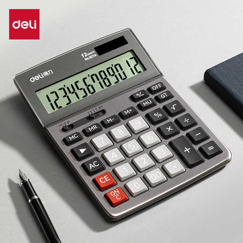 Deli 1671A Calculadora de mesa Calculadora grande para negócios Contabilidade financeira Computador de escritório Fonte