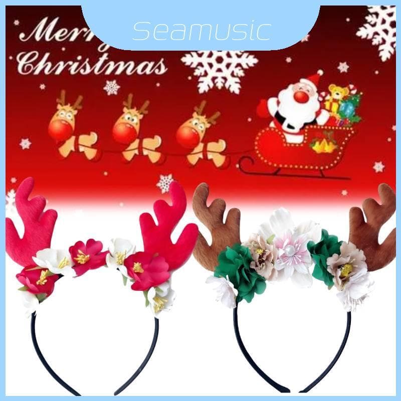 Festas Elegantes Da Faixa Floral Do Chifre Rena Vermelha Natal Para Perfeitas