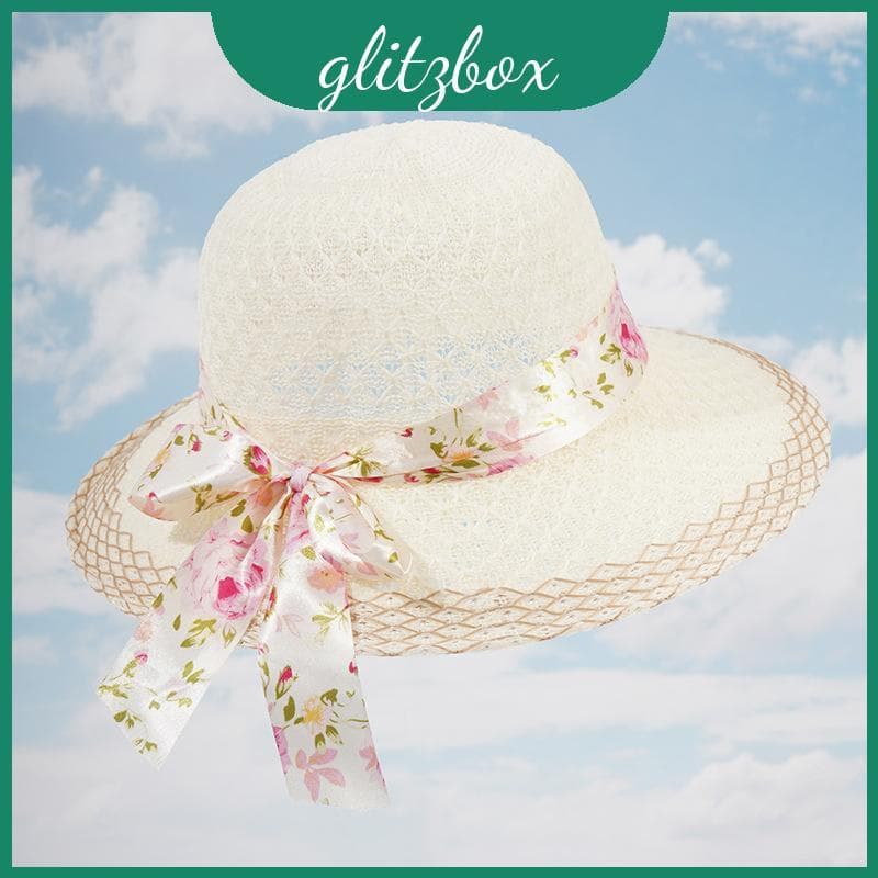 Chapéu De Sol De Verão De Aba Larga Com Material De Malha De Algodão E Elementos Florais Para Uso Feminino Ao Ar Livre