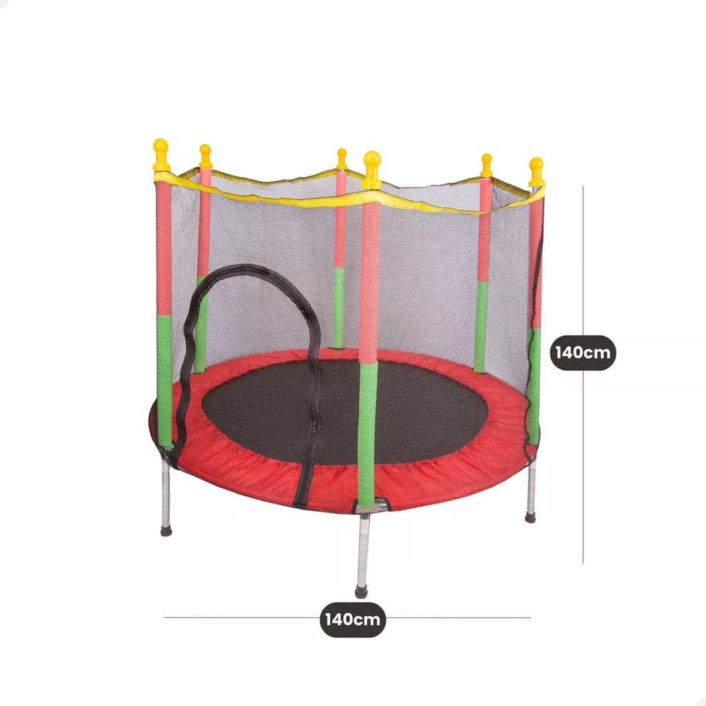 Cama Elástica Pula Pula Trampolim Infantil Reforçada Com Rede de Proteção 1.4 Metros SNH85 Snel Home