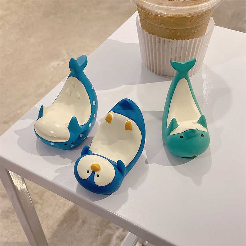 Bonito tridimensional golfinho pinguim criativo dos desenhos animados suporte de telefone preguiçoso Desktop Universal s