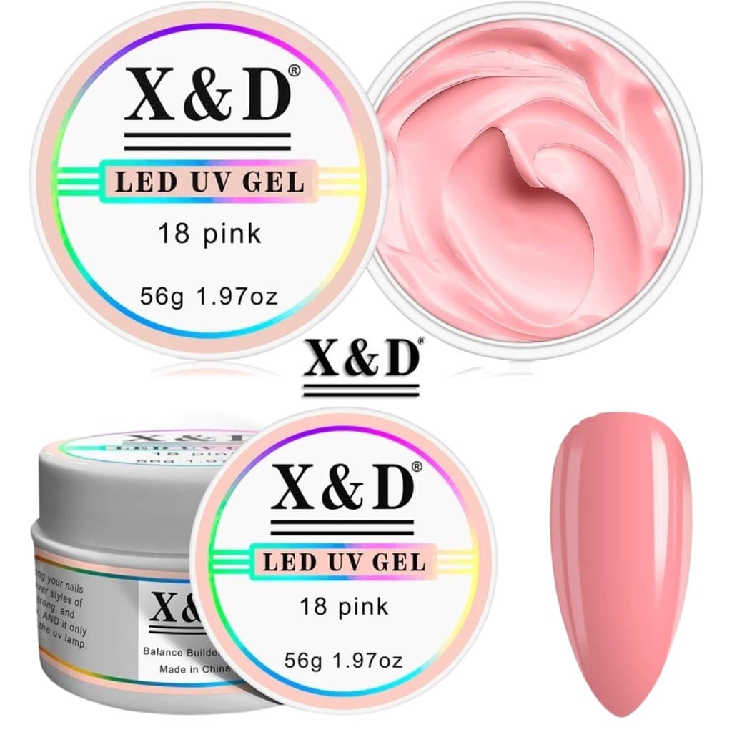 Gel X&D Unhas 18 Pink - Alongamento Led UV Acrigel Fibra 56g para Manicure Profissional