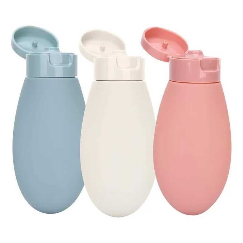 Kit 3 Frascos Reutilizável Embalagem Ziper Para Viagem 60ml