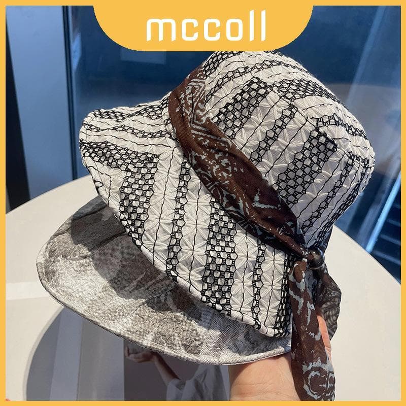 Chapéu De Pescador De Malha Respirável Com Faixa Estampada E Guarda-Sol Para Uso Casual Em Viagens
