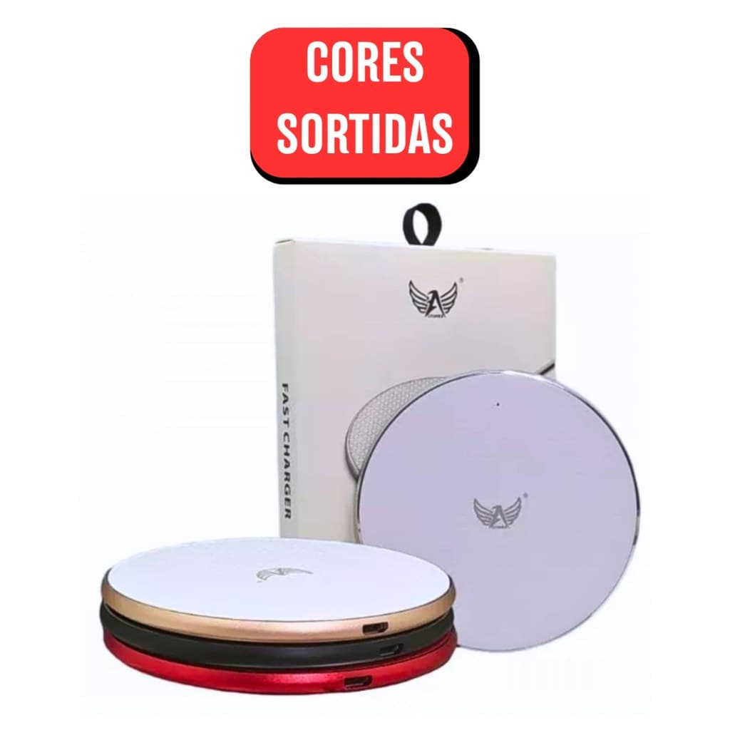 Carregador Rápido por Indução Sem Fio 15W com LED - (Cores Sortidas)