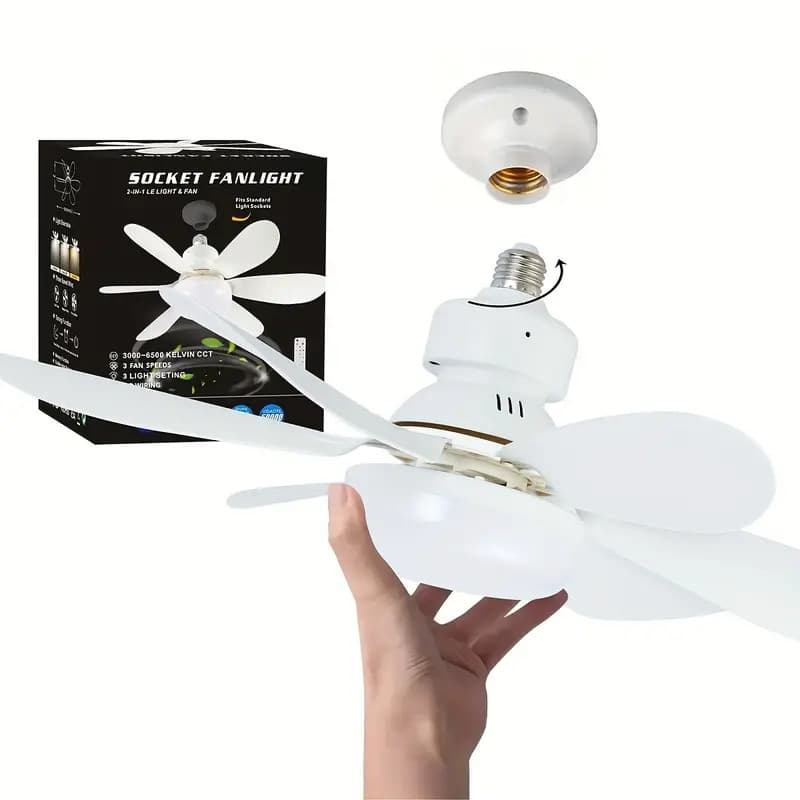 Luminária Ventilador De Teto 6 Hélices Luz Ajustável Control