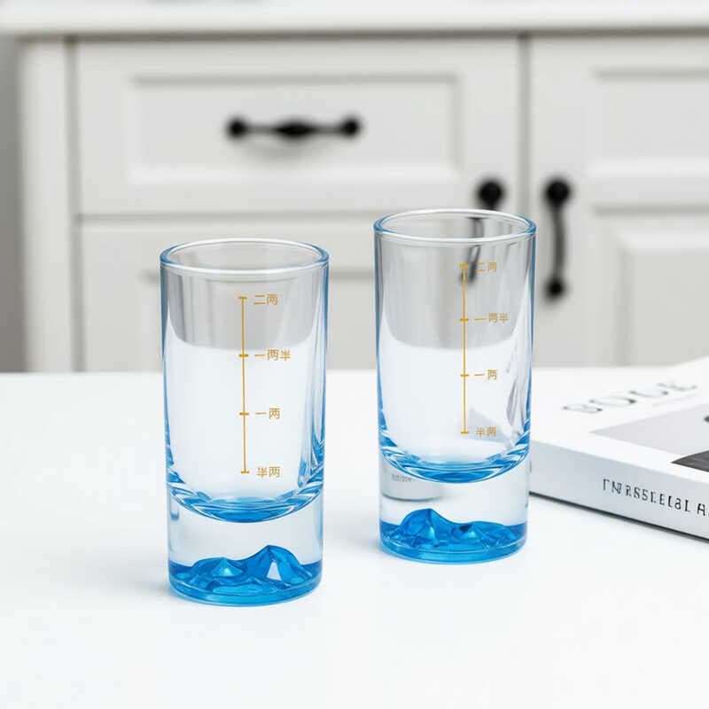 Copo de vinho branco azul para montanha, copo de vinho branco com escala, vidro criativo pequeno