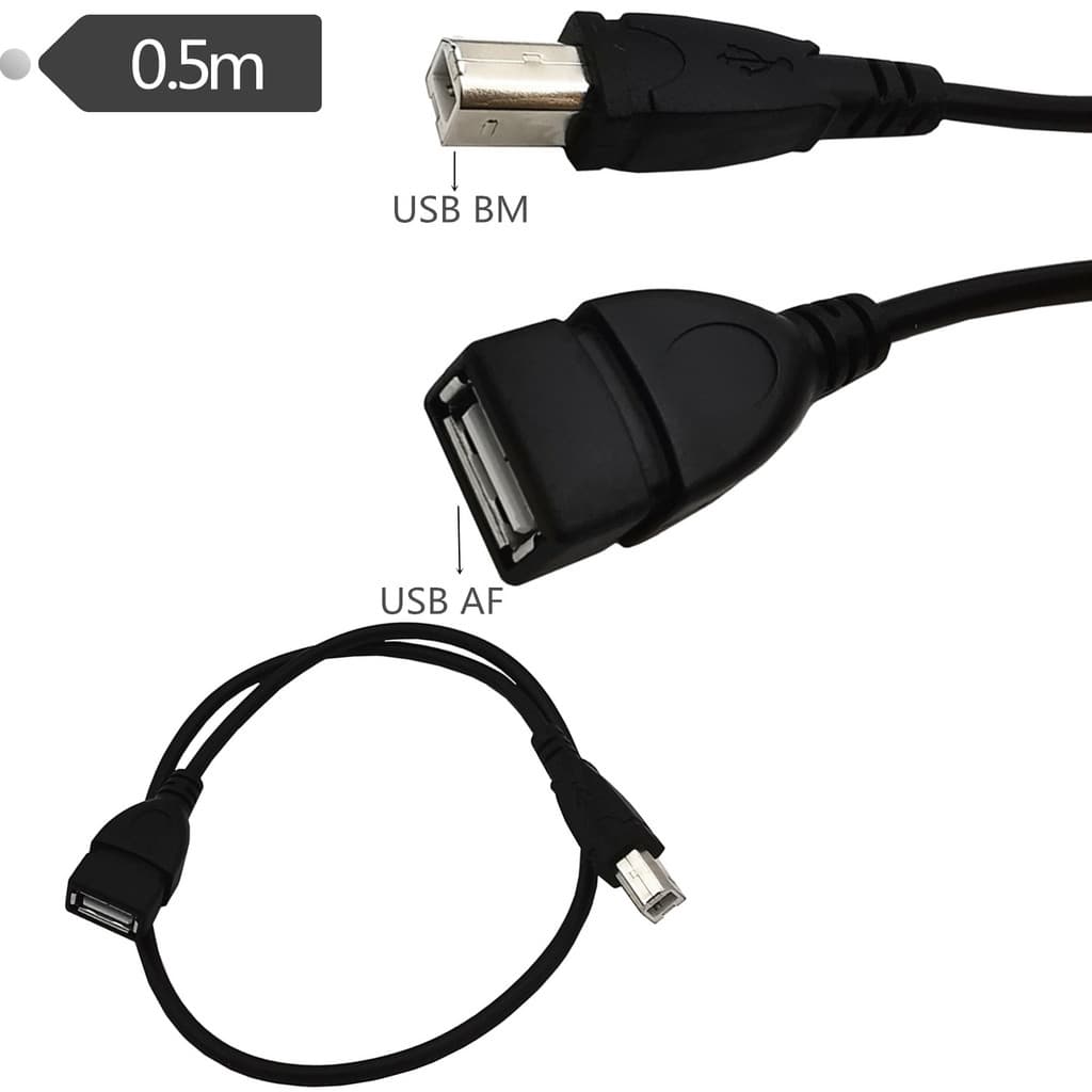 Porta quadrada USB2.0 AF fêmea para BM macho impressora Scanner cabo adaptador de disco rígido móvel uma impressora fême