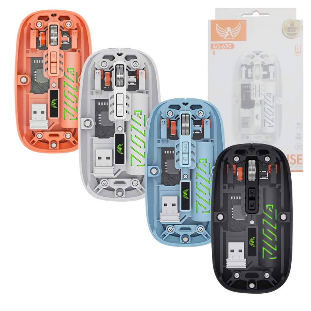 Mouse Sem Fio Transparente 2.4GHz Bluetooth 5.0 1600 DPI