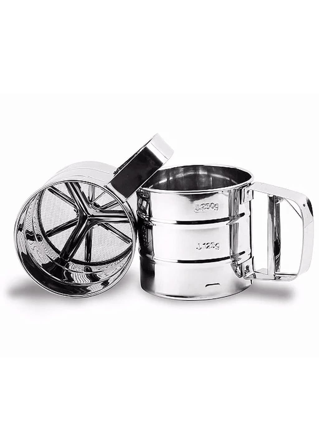 Peneira com Gatilho Manual Polvilhador Aço Inox Cozinha Confeiteiro