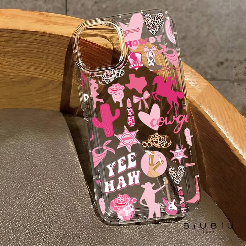 Cowgirl rosa cool-sweet Capinha Capa de Transparente Para iPhone 11 14 15 16 12 17 13 pro max 7/8 plus produto em alta