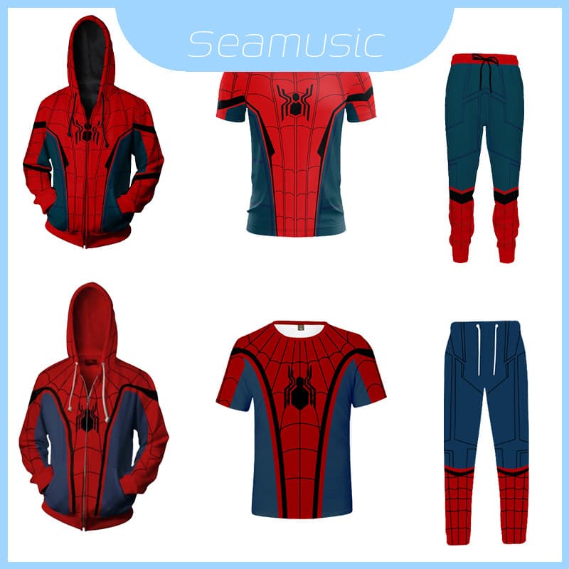 Maravilhoso Homem-Aranha Cosplay Moletom Com Capuz Calças Design Hip Hop Para Homens