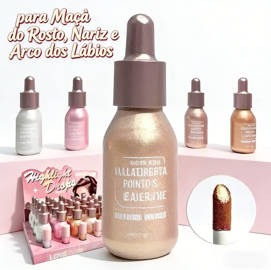 💕 Lové Rain Iluminador Líquido -  para Maçã do Rosto, Nariz e Arco dos Lábios , Brilho Intenso 💕