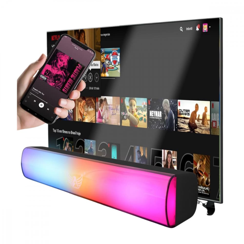 Caixa Som SoundBar Bluetooth 10W LED para TV Notebook