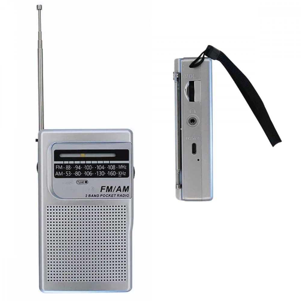 Mini Rádio De Bolso FM/AM/P2 de 2 Bandas Retrô Vertical Pocket Altomex AL-356
