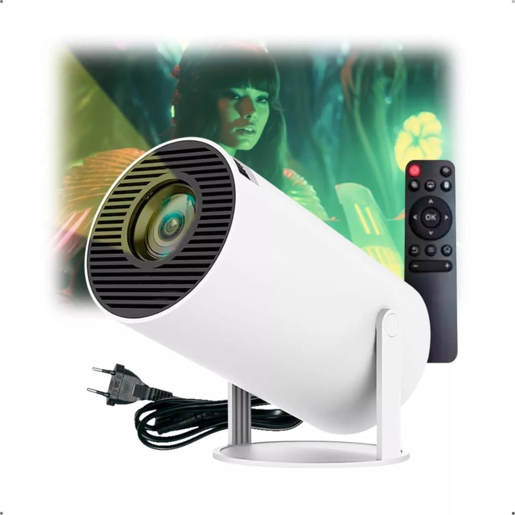 Mini Projetor Portatil Wi-Fi Bluetooth USB HD-4K HDMI Com Alto Falante Cinema em Casa Todo Dia