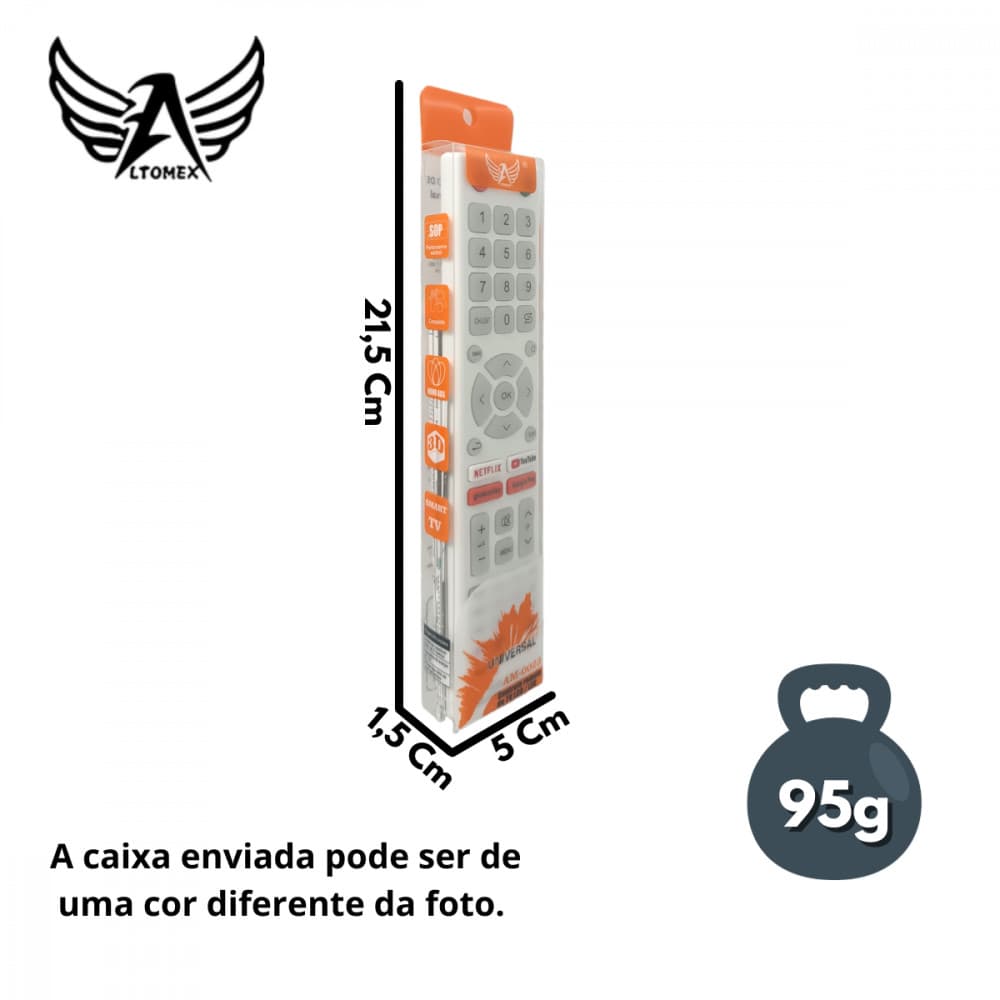 Controle Remoto Universal p/ TV LCD / LED - NETFLIX / YOUTUBE / GLOBOPLAY / GOOGLE PLAY Altomex AM-0023