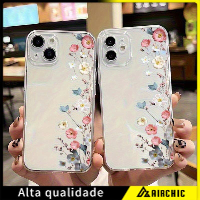 Estilo Rural e Suave Capinha Capa de Transparente Para iPhone 11 14 15 16 12 17 13 pro max 7/8 plus produto em alta
