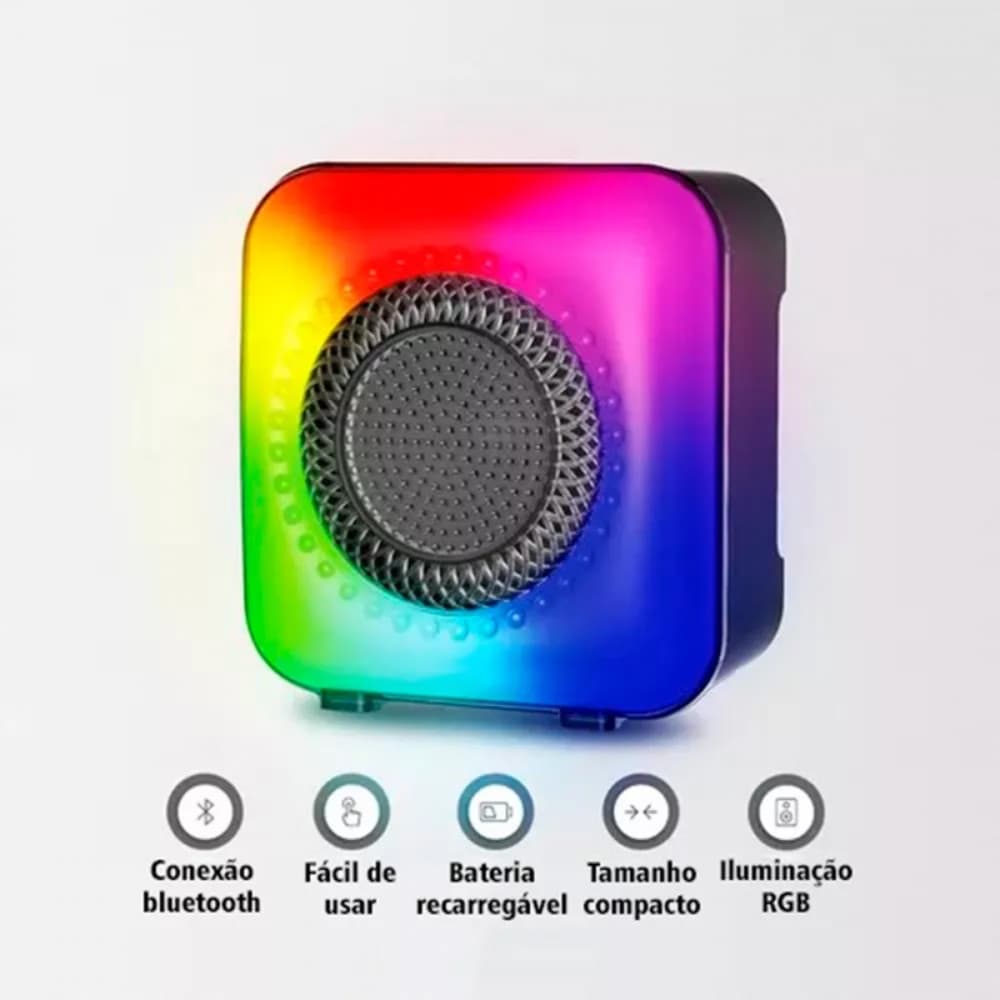 Caixa de som Bluetooth Portátil LED Light RGB Black