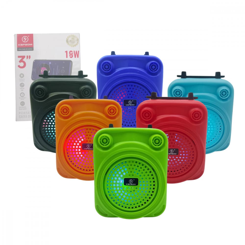 Caixa De Som Alta Qualidade Bluetooth LED RGB 10W + Suporte Celular