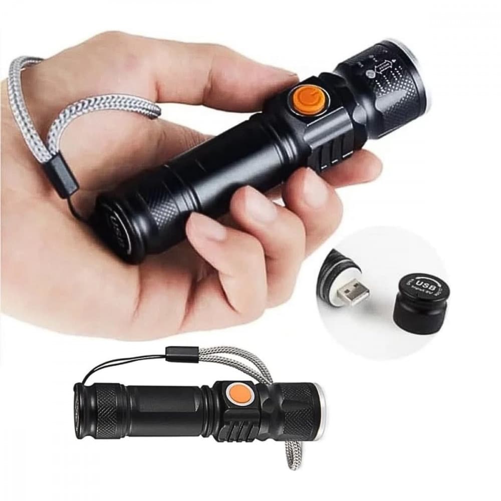 Lanterna Tática Portátil Carregamento USB Luz LED Kapbom