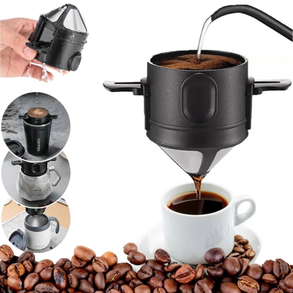 Mini Filtro De Café Inox Dobrável Portátil Ecológico