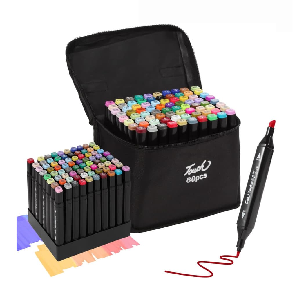 Maleta canetinhas 80 Cores Para Desenho Duas Pontas Hidrográfica Touch Sweet 80 / K54