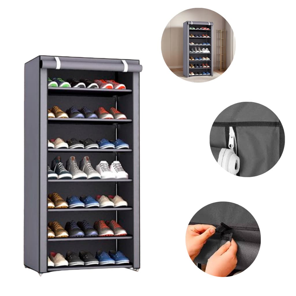 Sapateira Simples Organizadora Vertical Dobravel 9 andares Fechada com Porta Snel Home