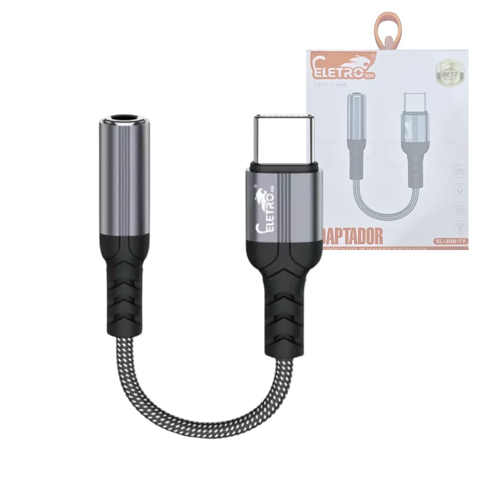 Adaptador USB tipo C para Fone de Ouvido Fêmea P2 de 3,5 mm - EL-3118-TY