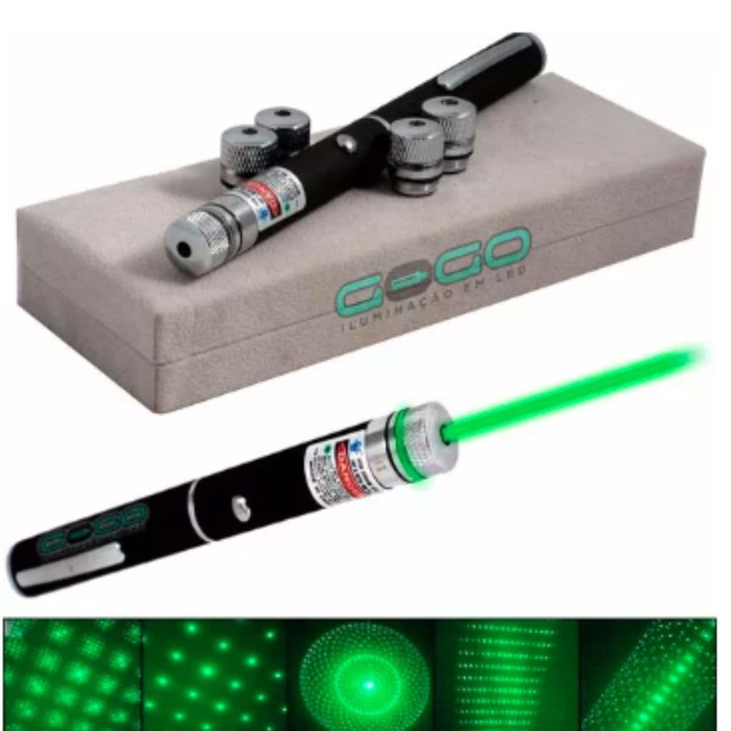 Caneta Laser Verde Pointer 5000mw 5 Ponteiras