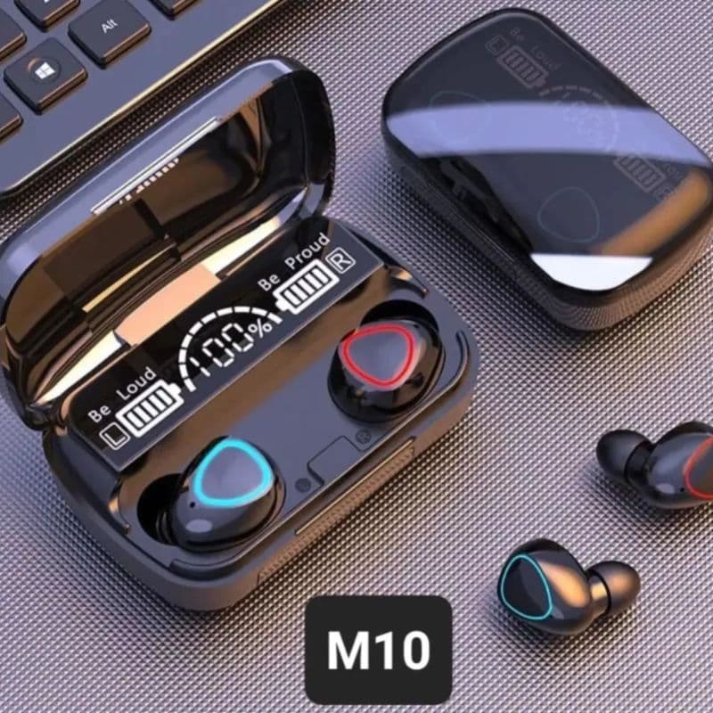 Fone Bluetooth M10 Sem Fio com Display LED e Case de Carregamento Preto