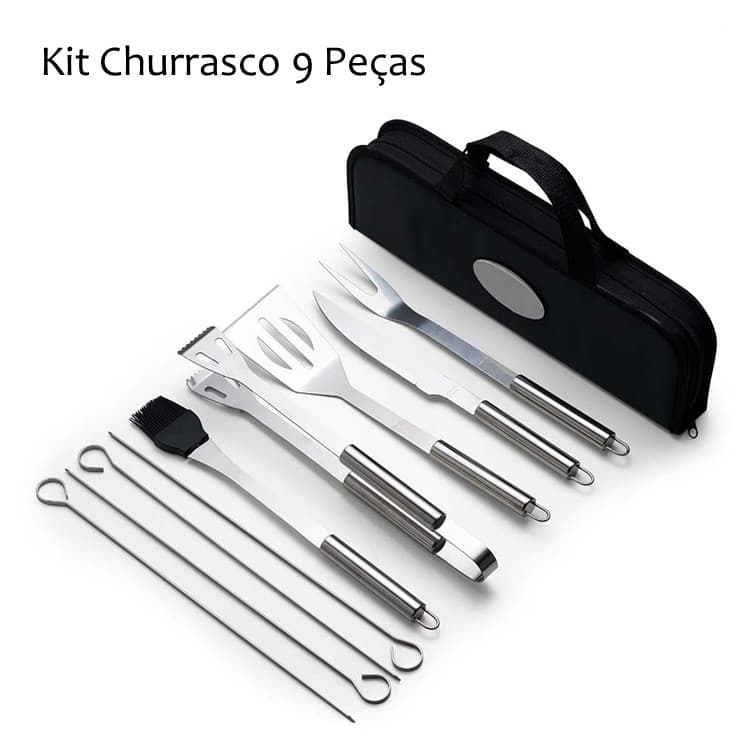 Kit Churrasco 9 Peças Personalizado em Estojo de Nyl 9 peca