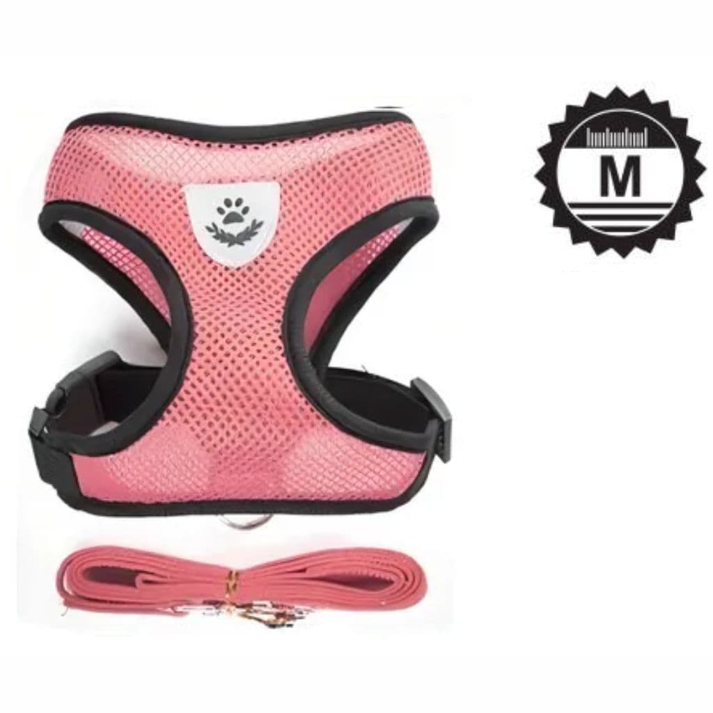 Coleira Peitoral para Pet – Confortável e Ajustável para Cães e Gatos - Rosa Tamanho M