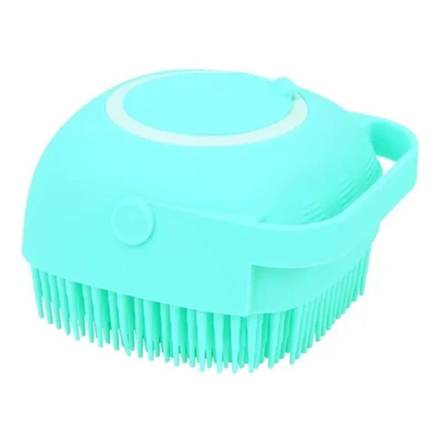 Esponja De Silicone Para Banho Massageador Dispenser Shampoo Sabonete Pets Cor:Verde Claro