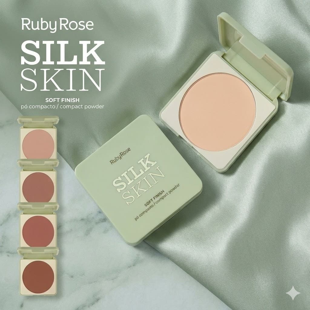 Pó Compacto Soft Finish Silk Skin By Ruby Rose - 9,5G-T1400G1