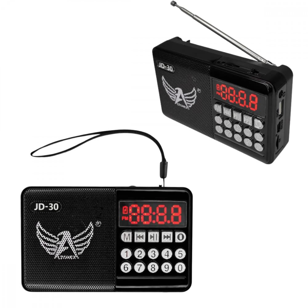 Rádio Portátil Retro FM/AM Bluetooth 3W MP3 Entrada Pendrive e Cartão SD Bateria Recarregável Altomex JD-30