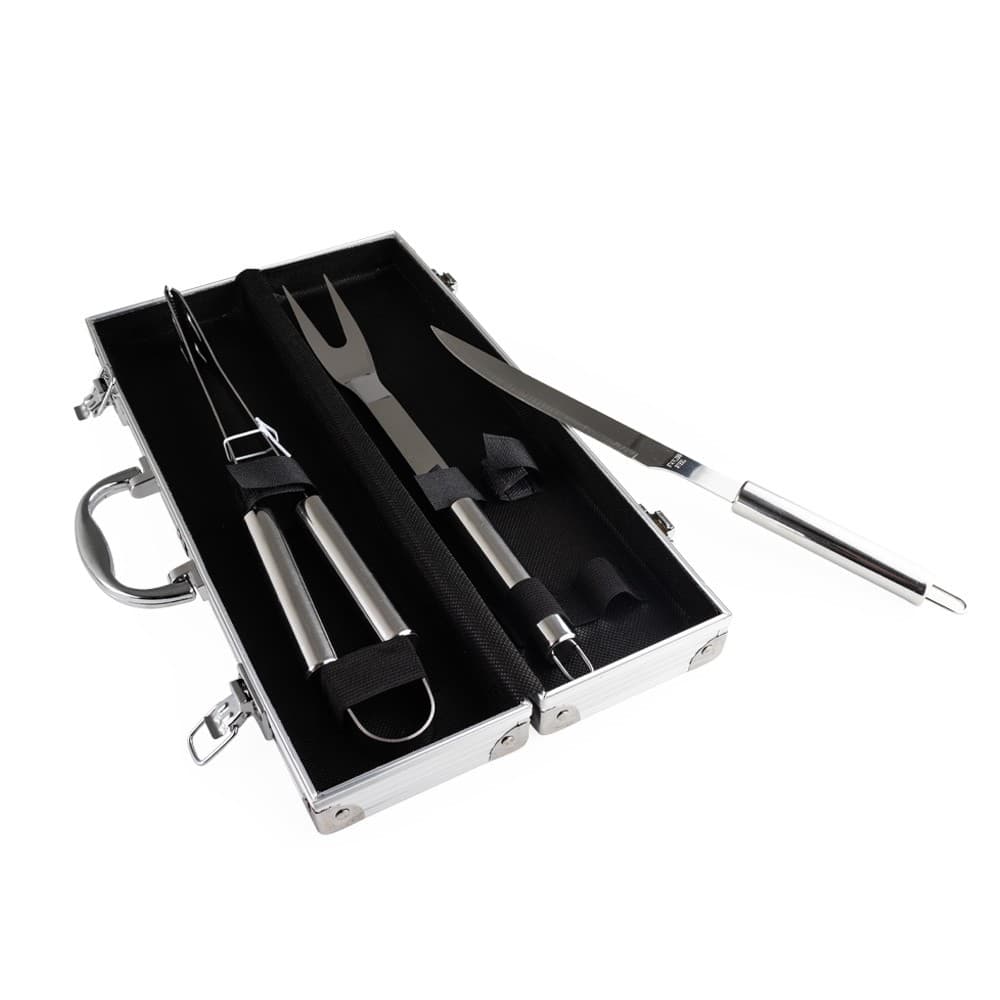 Kit Churrasco 3 Peças com Maleta e Placa para Personalização