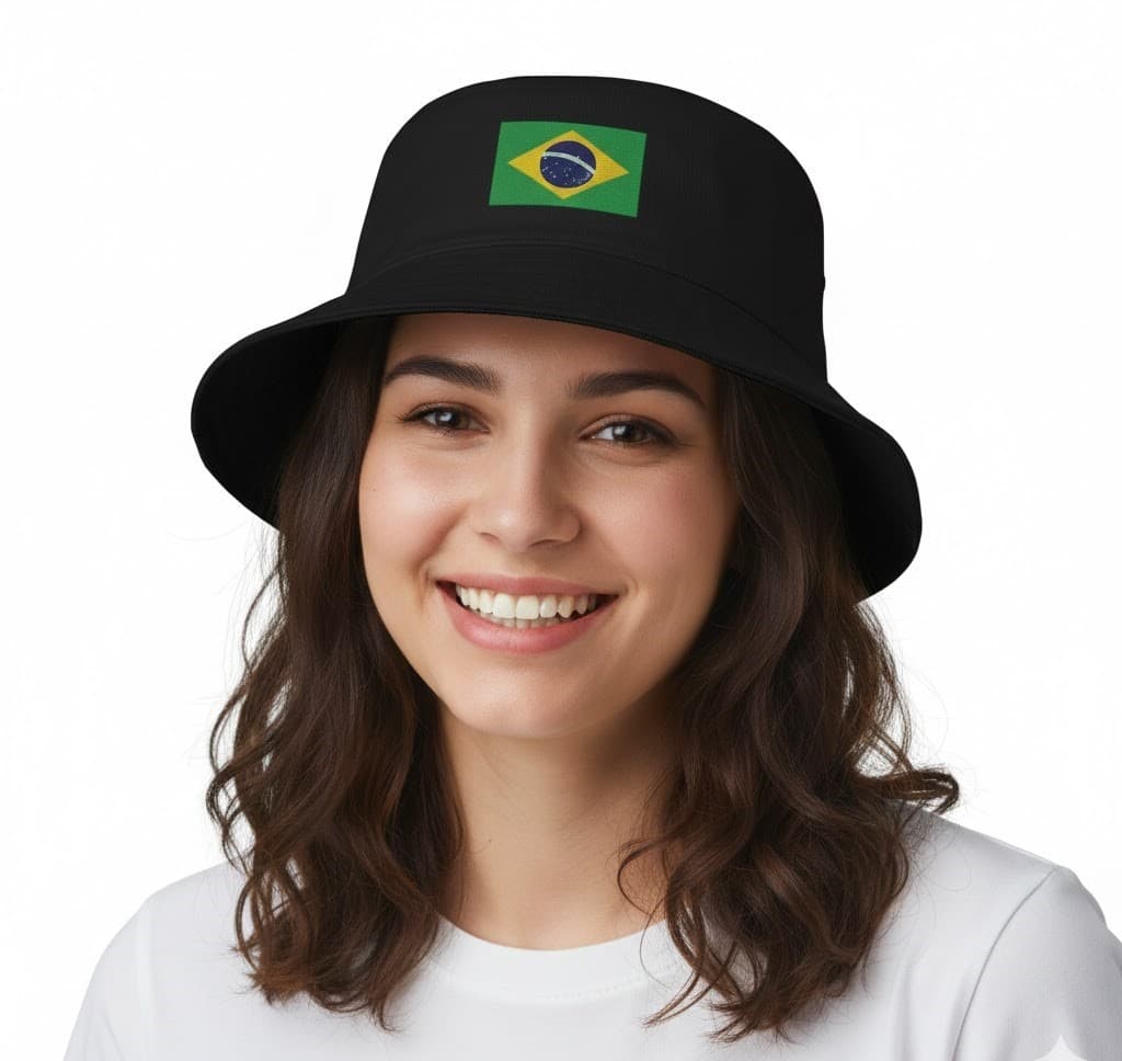 Chapéu Bucket Hat Brasil Preto Unissex