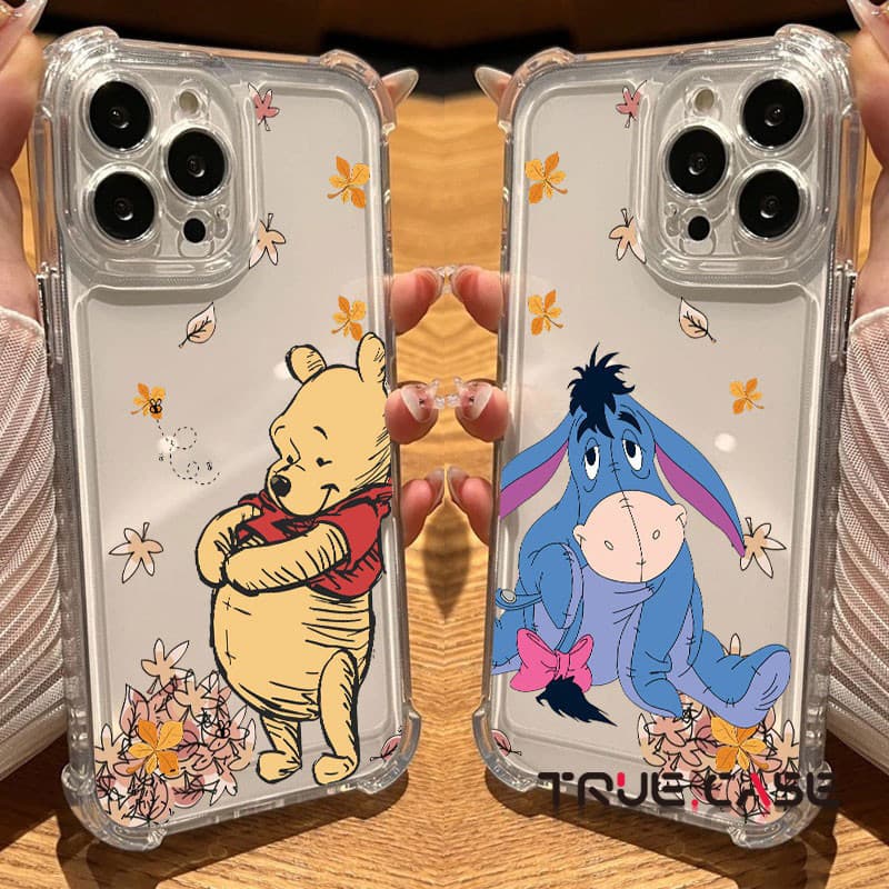 Winnie Pooh Eeyore Tigger Piglet Capa De Silicone Transparente Para iPhone 17 16e 16 15 14 13 12 11 Pro Max Air