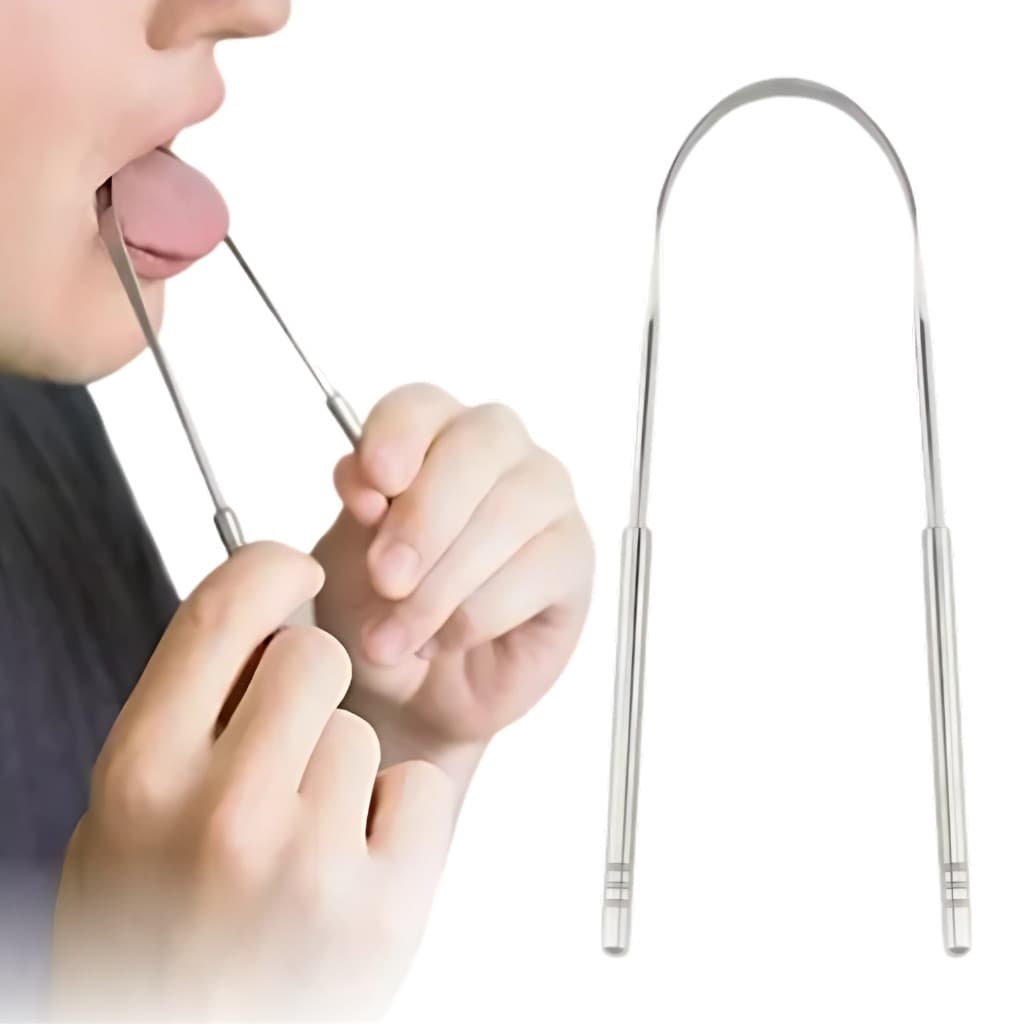 Limpador Raspador De Língua Em Aço Inox Para Higiene Bucal