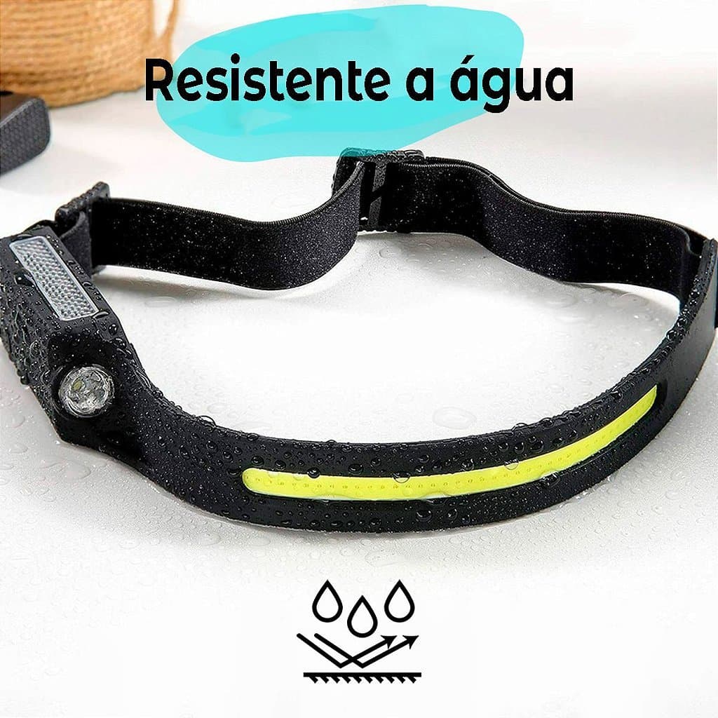 Lanterna De Cabeça Farol Recarregavel USB Resistente Agua Faixa LED