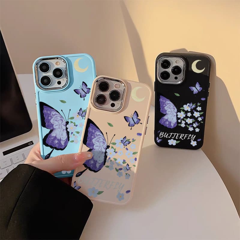 Borboleta Flor Capinha Capa Para IPHONE 13 11 15 14 12 16 17 PRO MAX AIR X XR XS MAX silicone TPU anti-impacto