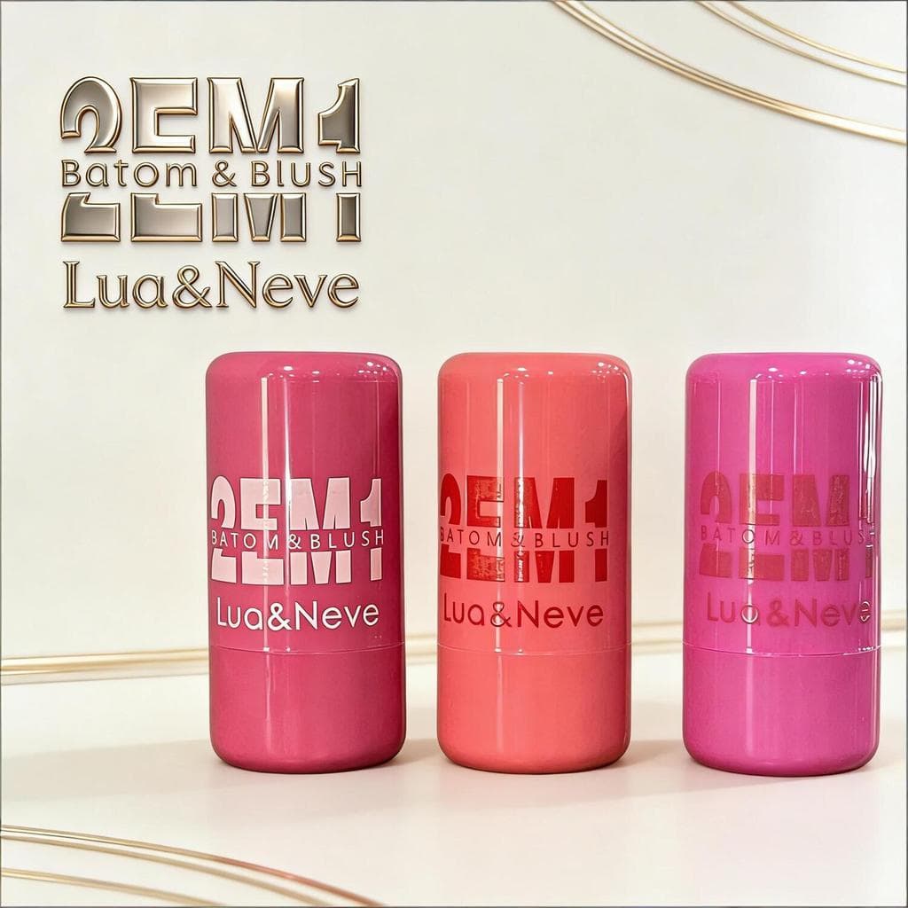 Batom e Blush 2 em 1 de Lua&Neve - Função Dupla, Textura em Gel LN02532