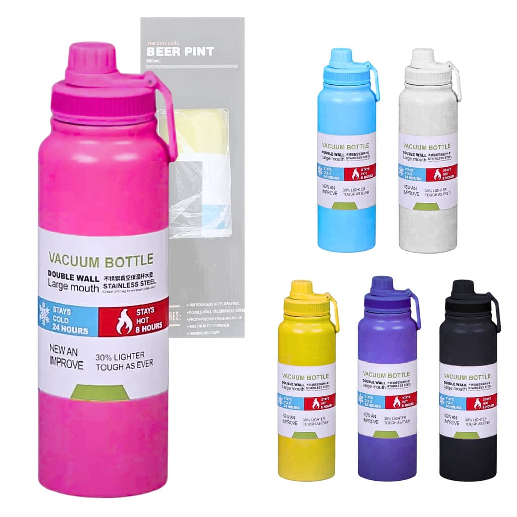 Garrafa Térmica Squeeze 600 ml Aço Inox Alça Tampa Rosquear T&Z TZ-002