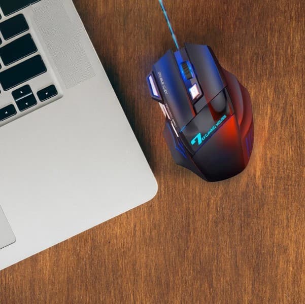 Mouse Gamer com Fio 2400DPI 7 Botões LED USB Ergonômico Profissional B-Max X7