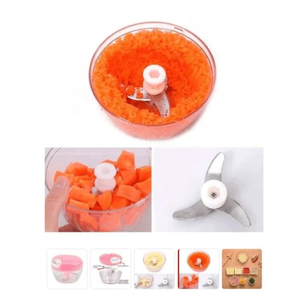Mini Triturador Processador Manual 3 Lâminas - (Cores Sortidas) mini triturador de alimentos triturador de alho e cebola