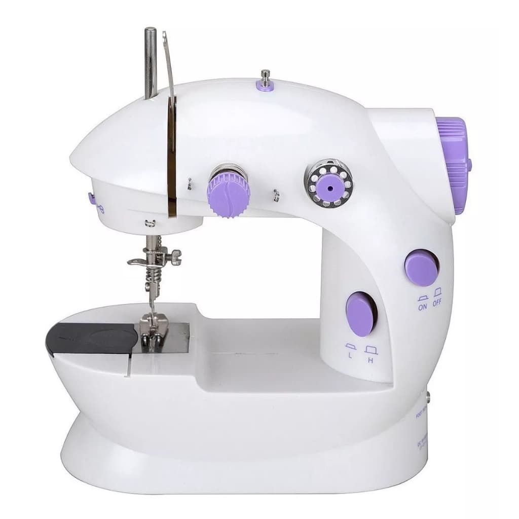 Mini Máquina de Costura Portátil Elétrica Bivolt SM-202A Compacta 2 Velocidades Costura Roupas Jeans e Ajustes