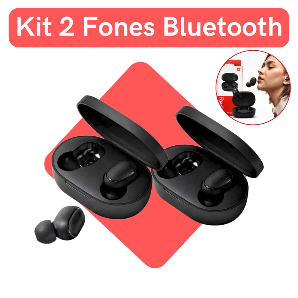 PAR de Fone de Ouvido TWS Bluetooh 5.0 REDMI Recarregável com Microfone Fone de ouvido bluetoot fone para celular